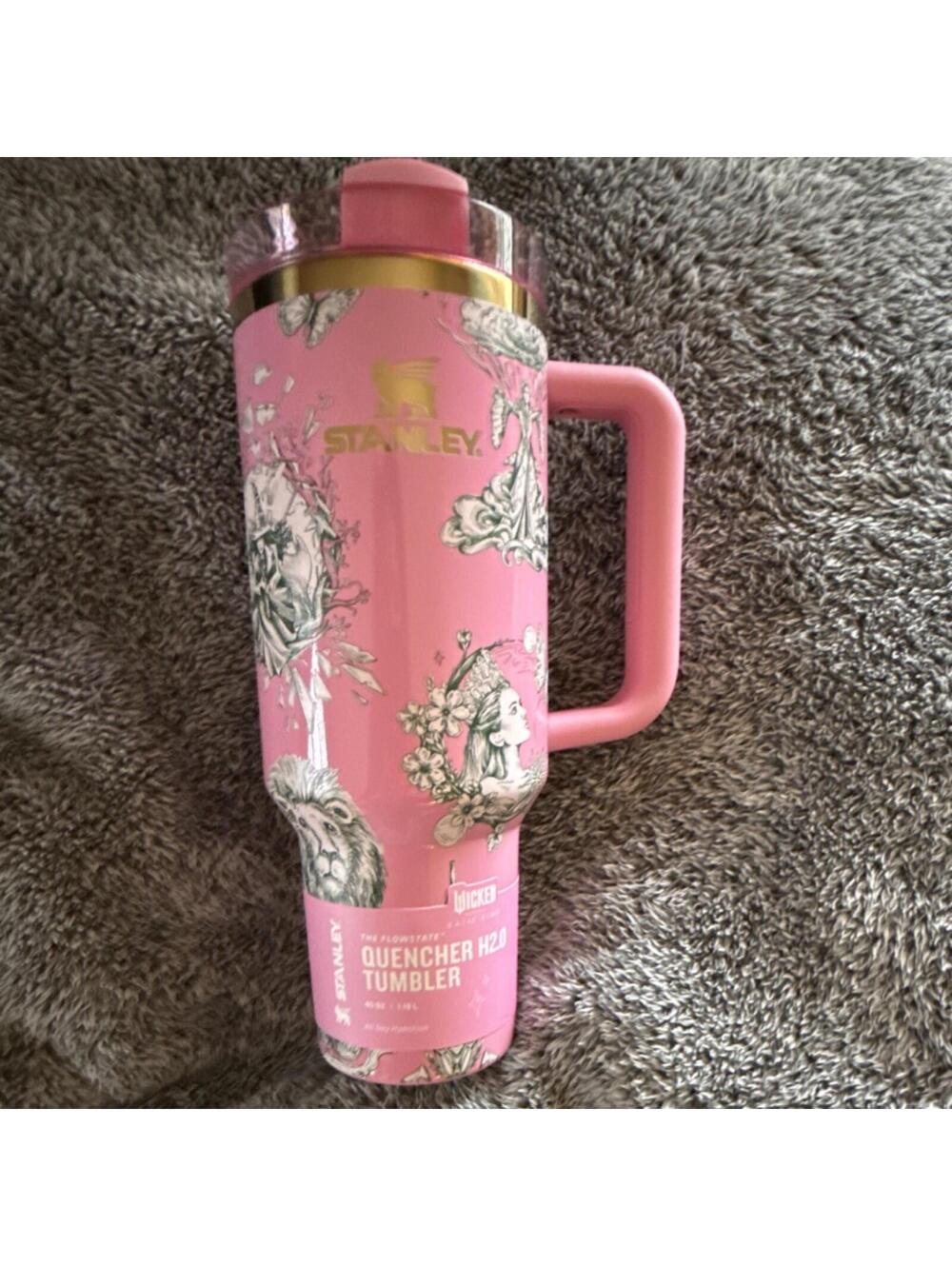 Stanley Quencher H2.0 Ozian Reprise 40oz Pink Tumbler, Wicked, Handle, Lid